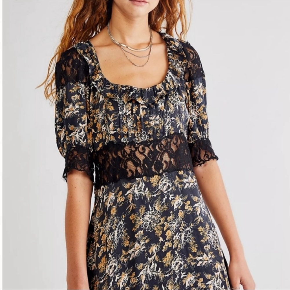 Free People Lucie Mini Dress Black Combo